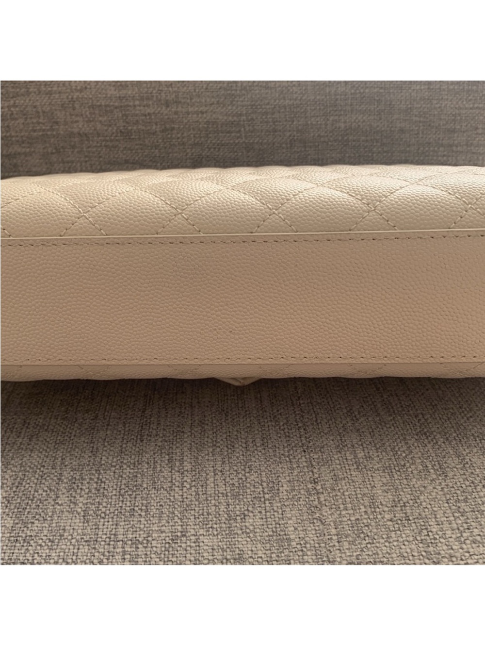 Authentic Saint Laurent Cream Quilted Leather Shoulder Bag with Gold Hardware - Picture 12 of 12